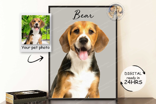 Custom Pet Portraits From Photo Gift, Dog Portraits Digital Custom Cat Portraits, Personalized Pet Portrait Digital, Pet Art, Pet Loss Gifts